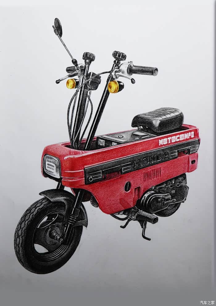 【图】【吾爱罗_手绘】彩铅摩托之《板凳与猴子》_汽车插画论坛_汽车