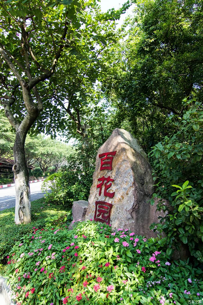 百花园的牌,就是刚刚路过的那块地方.