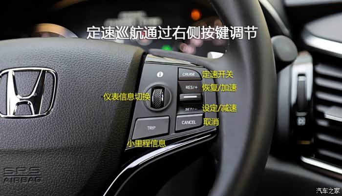定速巡航控制系统主要有以下功能: (1)开启定速巡航:"on/off或cruise"