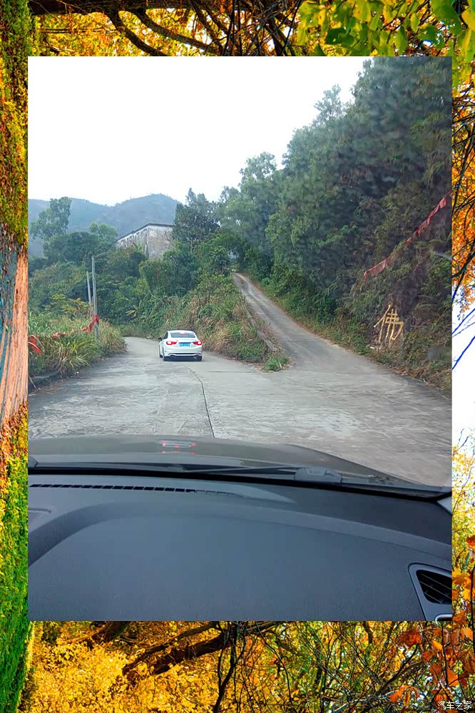 从我高身的suv里拍到这个斜度,估计前面的坡有多少度坡啊,十来度有木