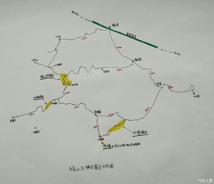 分享雷公山月亮山手绘线路图纯原创