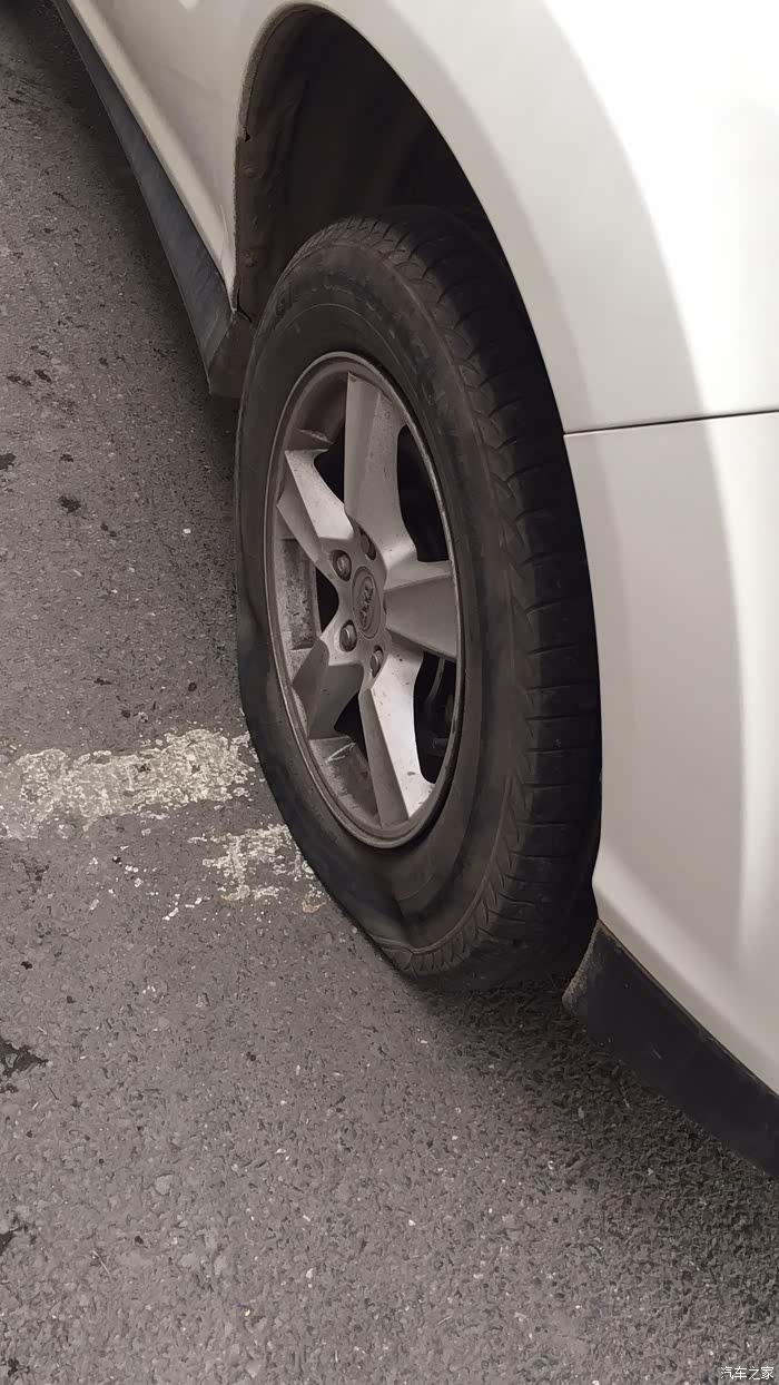 早上上班悲催了轮胎没气换备胎