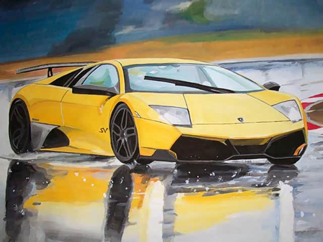 曾经画过的各种车 用水粉来作画