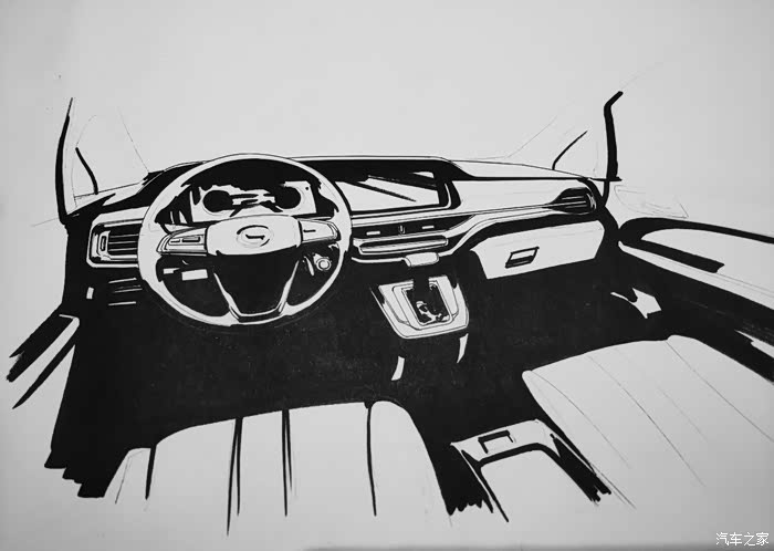 开飞船一样的感觉手绘广汽传祺m6