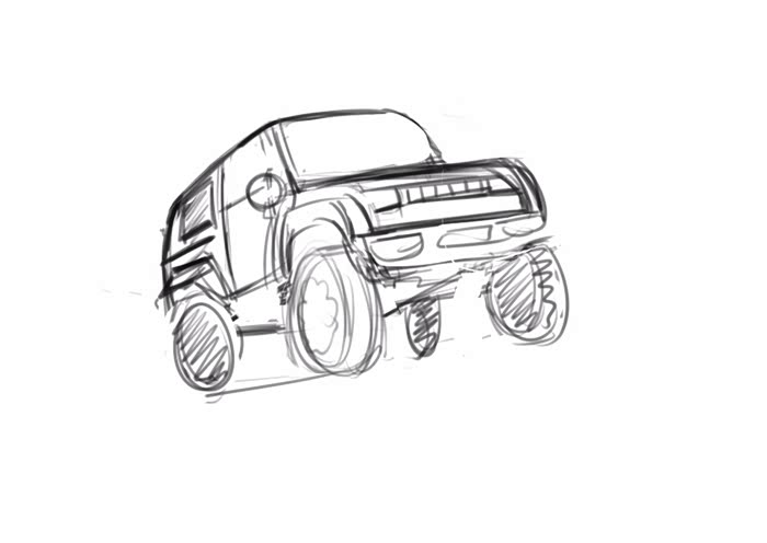 【300画车】犯我中华者虽远必诛,几步教你画《战狼2》里的bj40