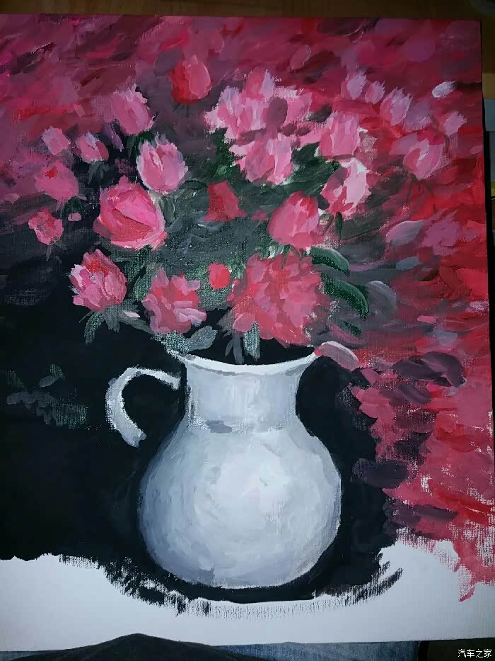 本人保时捷的忠实粉丝,来看看我画的油画,第一次画油画