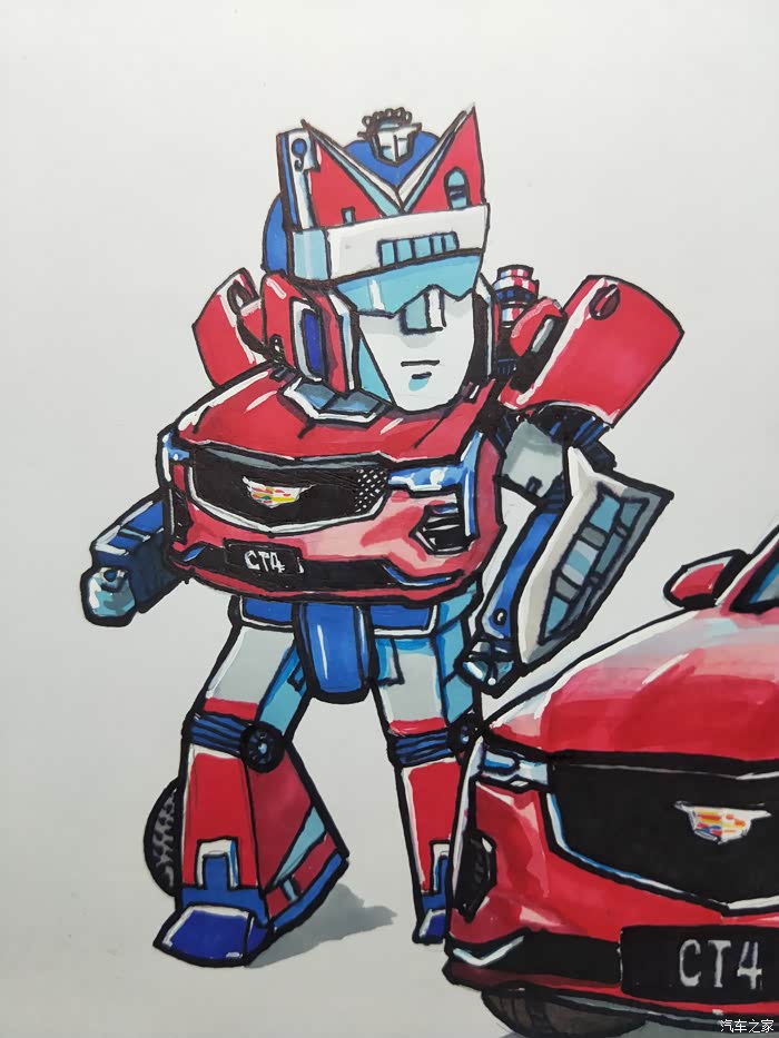 q版手绘汽车ct4汽车人变身带视频