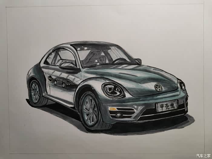 开往春天的汽车致敬经典大众甲壳虫手绘