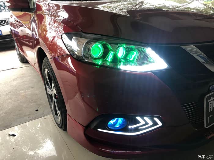 广州番禺日产骐达车灯改装米石led双光透镜星动版激光大灯