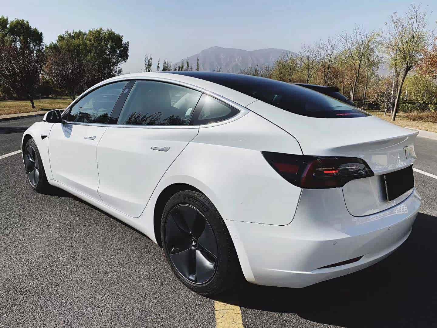 白色特斯拉电动车最优雅的样子