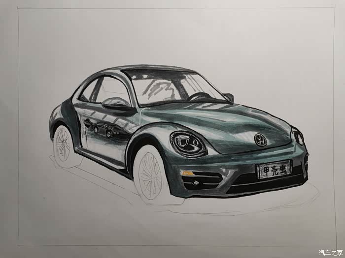 开往春天的汽车致敬经典大众甲壳虫手绘