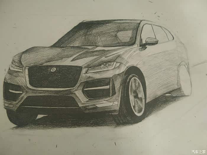 16 素描手绘捷豹f-pace_汽车插画论坛_汽车之家论坛