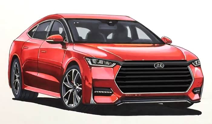 网络上搜索的比亚迪汉手绘图作为迪粉非常期待