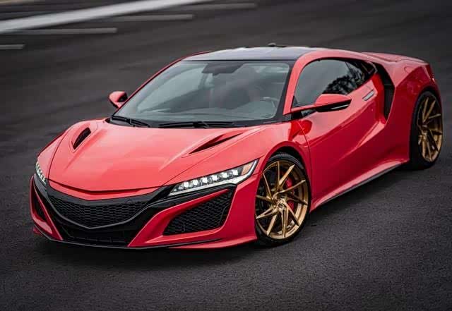本田超跑nsx,大红色配金色轮毂别有一番风味!