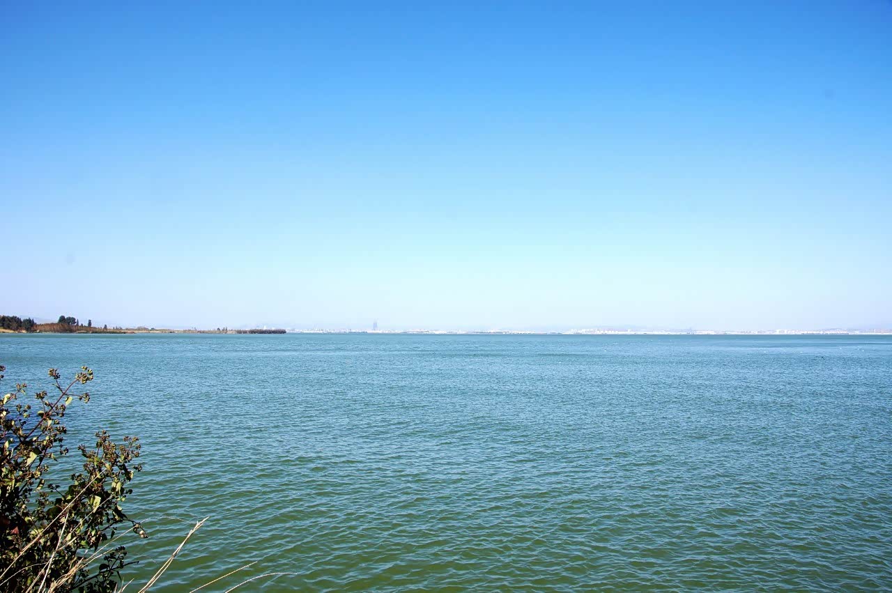 湖水静静的像一块无限的翡翠闪烁着美丽的光泽春和景明