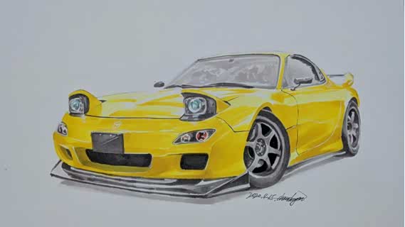 不塞车的马自达--手绘马自达rx7