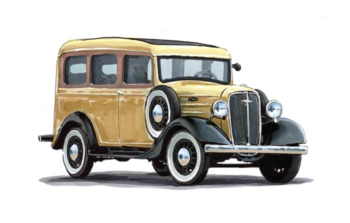 【图】【不止画车】手绘suv车型鼻祖——1935雪佛兰carryall suburban
