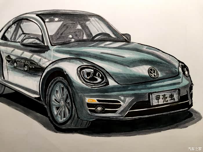 开往春天的汽车致敬经典大众甲壳虫手绘