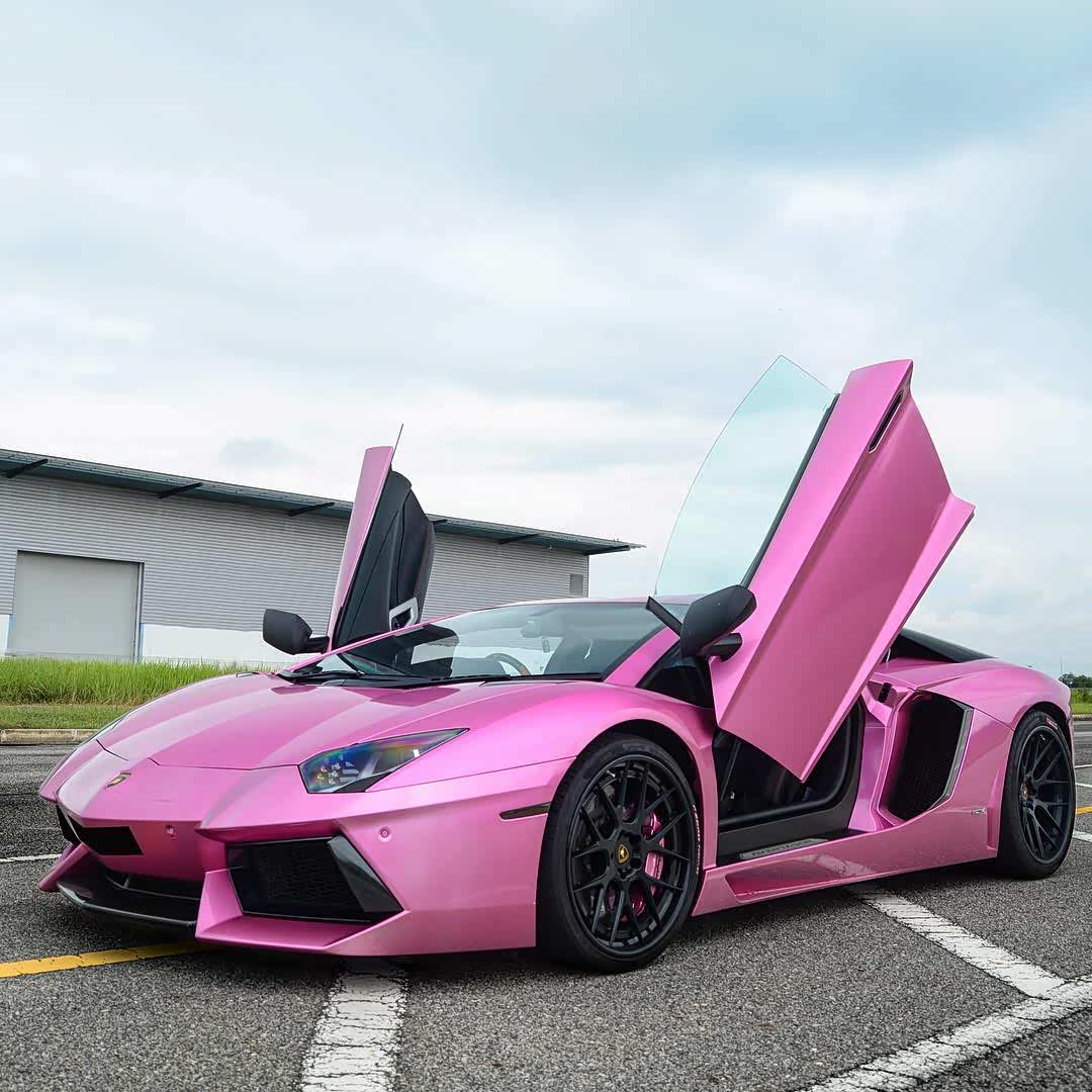 兰博基尼aventador,粉力十足