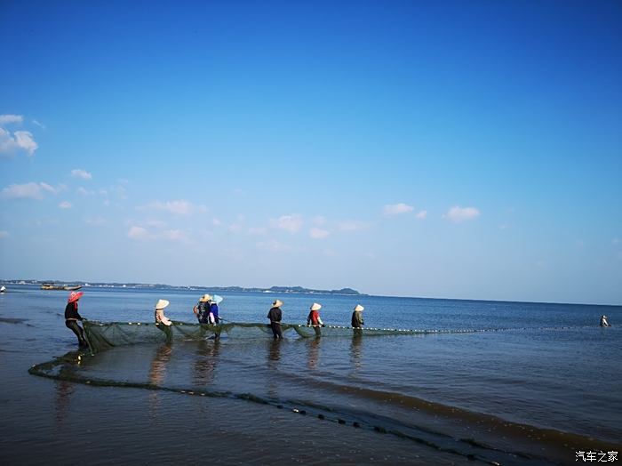 海邊撒網,捕魚