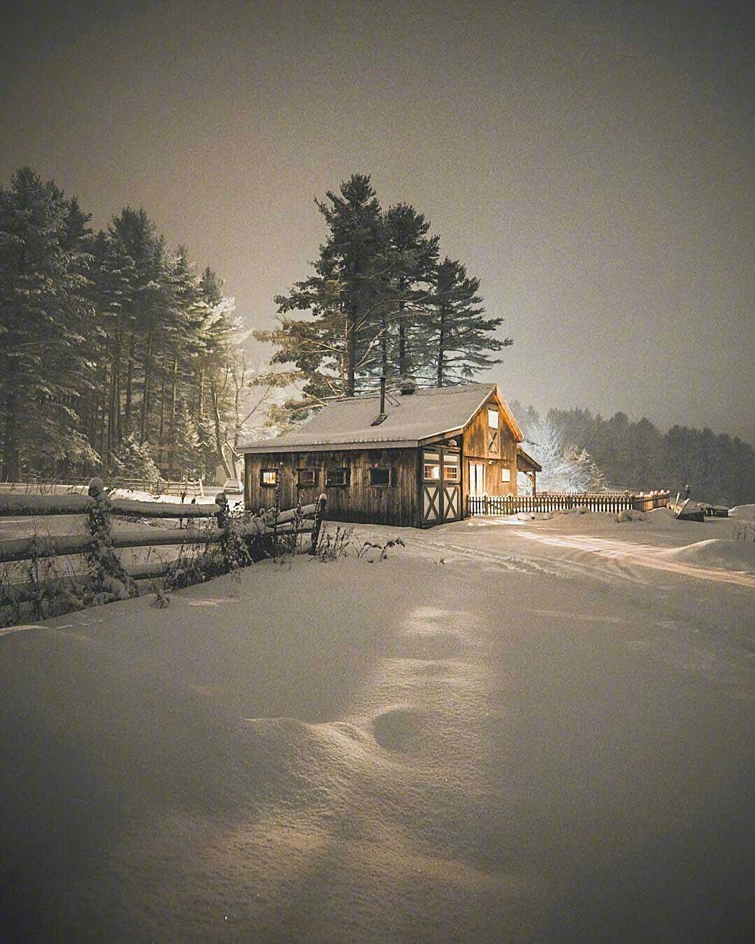 挪威雪景小木屋图片