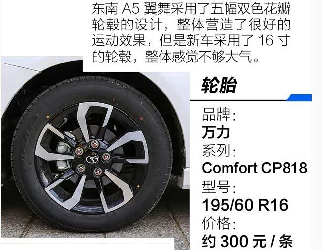 东南a5翼舞的车胎是多大的