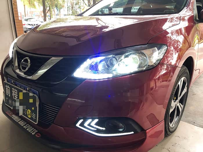 广州番禺日产骐达车灯改装米石led双光透镜星动版激光大灯