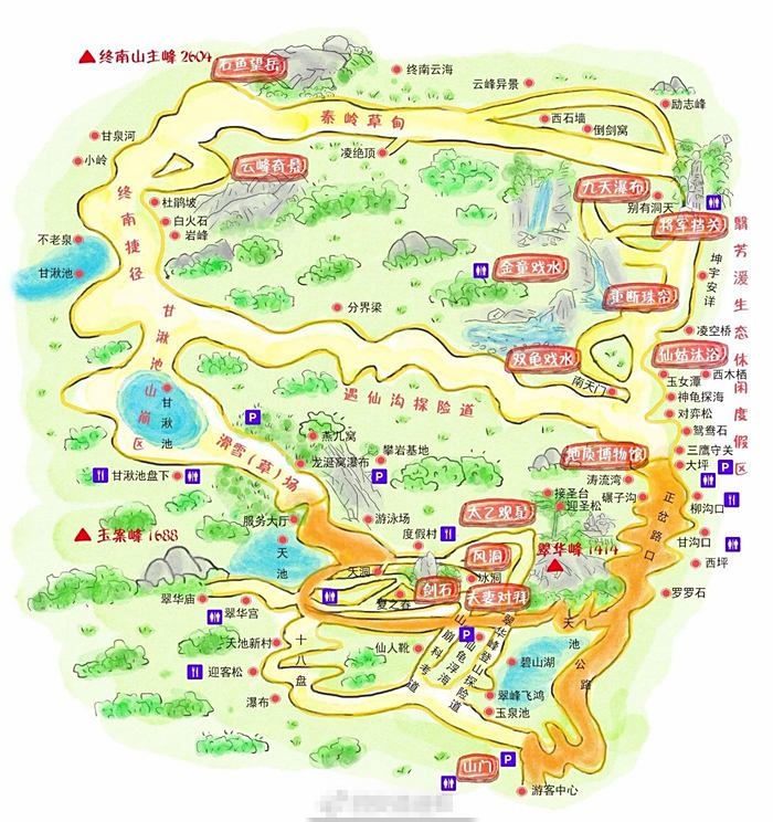翠华山景区路线图图片