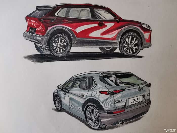 汽车手绘#手绘马自达cx-30