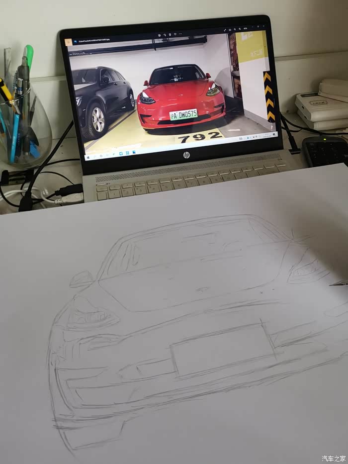 手绘特斯拉毛豆三