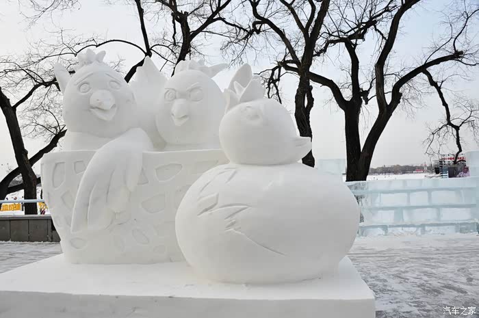 大白陪我松花江畔看雪雕