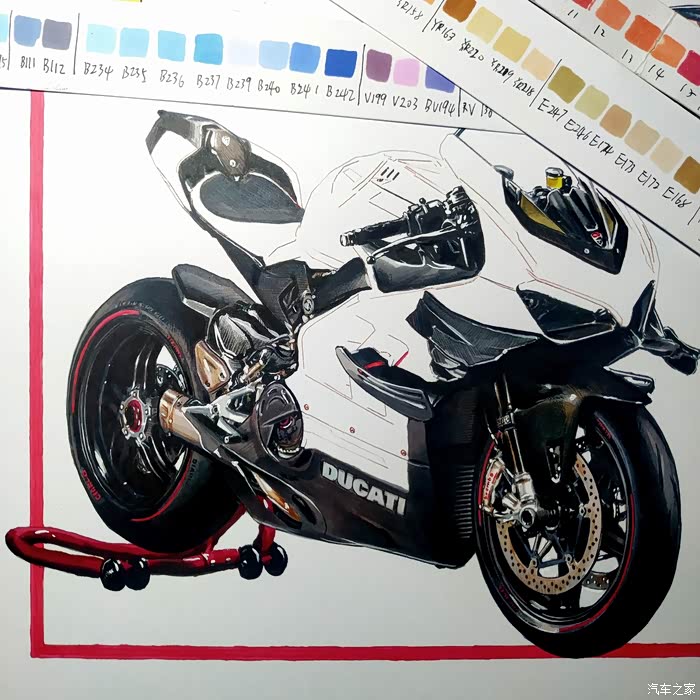 【不止画车】超写实手绘 杜卡迪superleggera v4 与 法拉利 f1-75