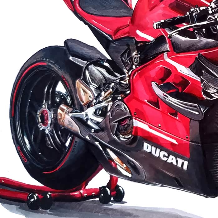 【不止画车】超写实手绘 杜卡迪superleggera v4 与 法拉利 f1-75