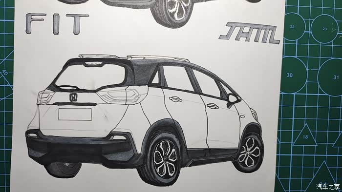 手绘飞度crosstar灵活可爱的小车