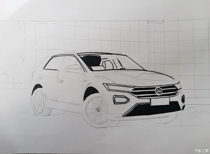 【图】汽车手绘#手绘大众探歌t-roc_汽车插画论坛_汽车之家论坛