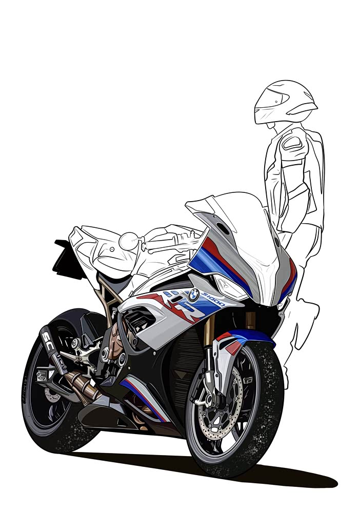 手绘摩托立于不败之地宝马s1000rr