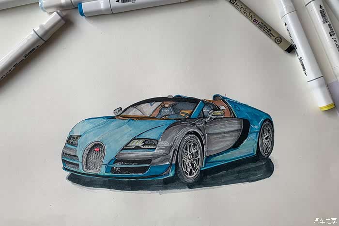 【花young玩汽绘】布加迪威龙——我画布加迪威龙16.