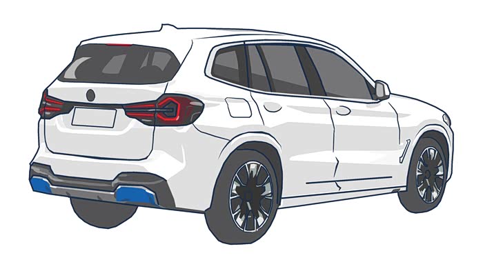 【q版车手绘】让电动更运动——前后双角度看,纯电动bmw ix3