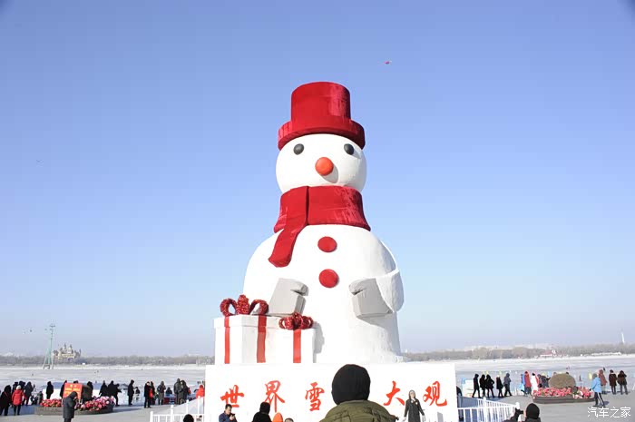 大白陪我松花江畔看雪雕