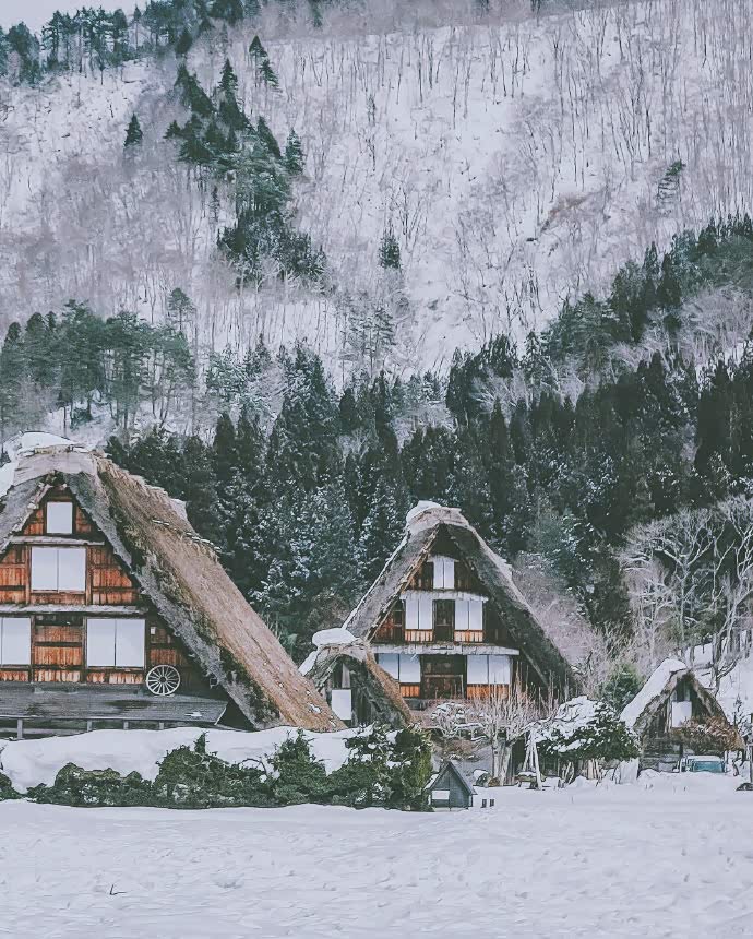 日本白川乡的冬天·梦幻雪国世界