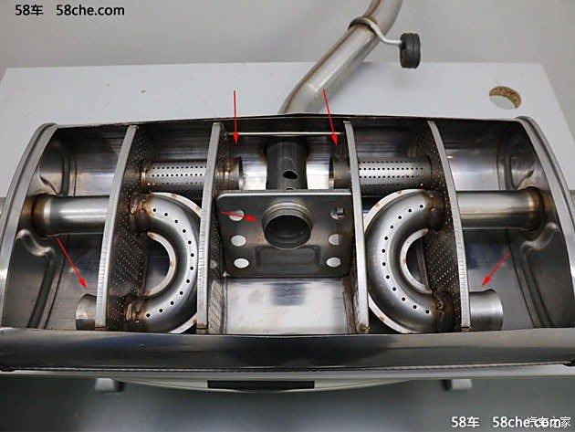 rx5的排气管尾端消音器的内部结构解剖图片,大家可以研究一下,排气