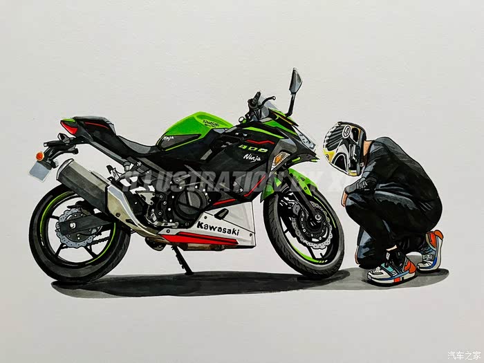 手绘机车川崎系列kawasakininja400车型