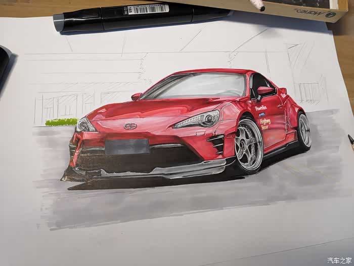 【绘车达人秀】一次"心惊胆战"的创作历程——手绘爆改骚红gt86