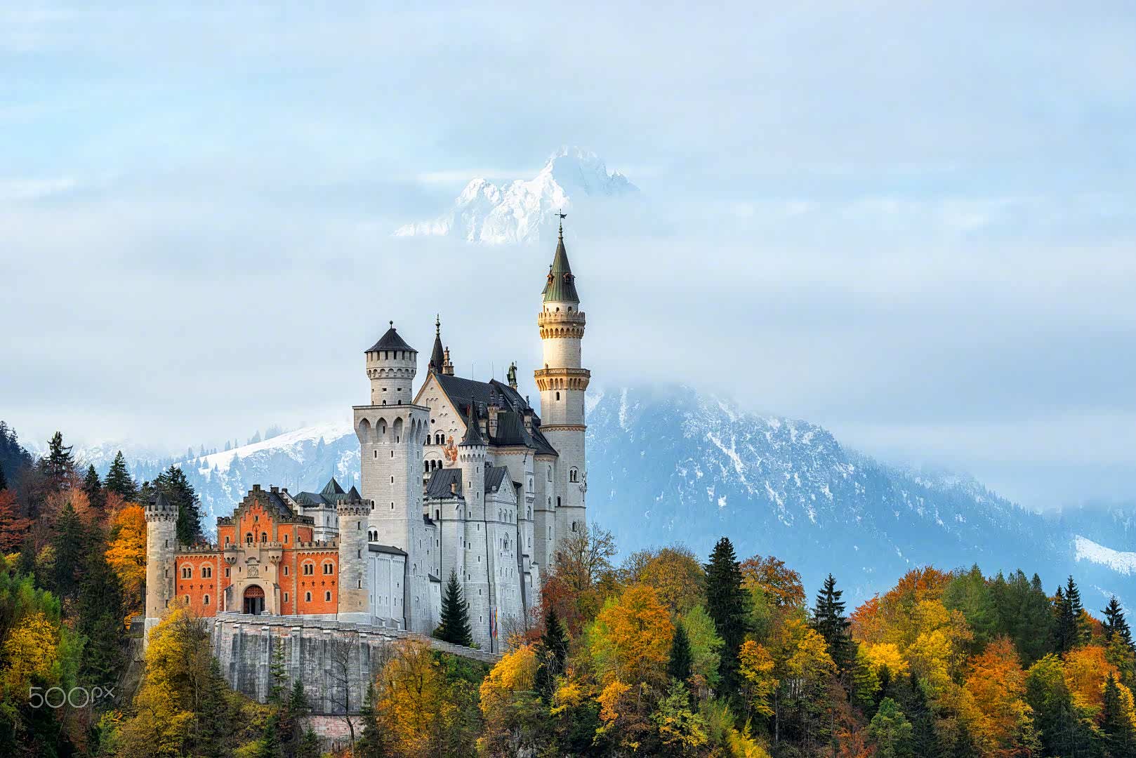 德国新天鹅堡,冬季也别有一番风味.