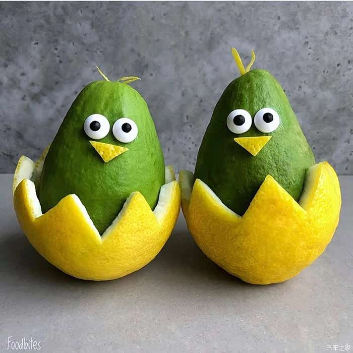牛油果做成的动物造型美食很漂亮!