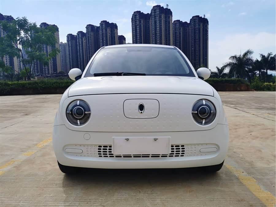 白色车身的欧拉黑猫,前脸看着确实萌萌哒!