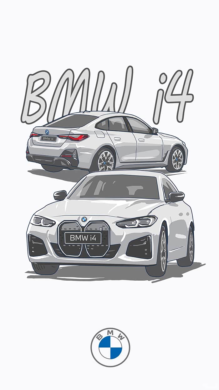 【图】【q版车手绘】宝马首款纯电动四门轿车——宝马i4(末尾送屏保)
