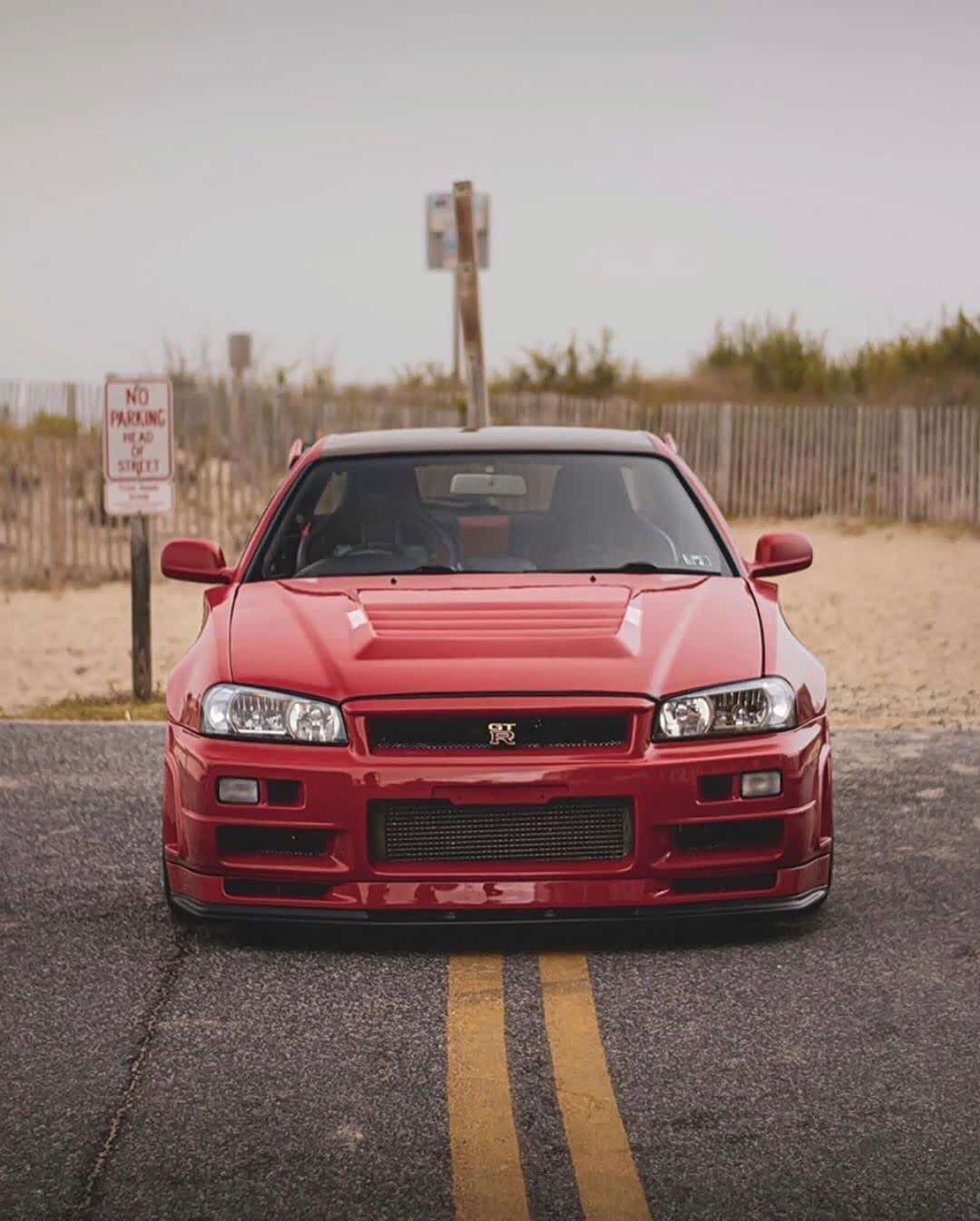 日产skyline r34 gtr,好看的一抹红色