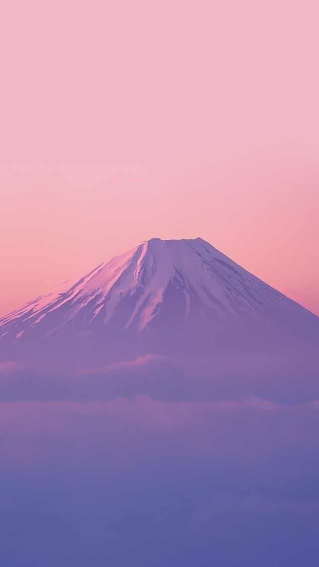 粉色富士山,如梦如幻童话境,江山尽入画.