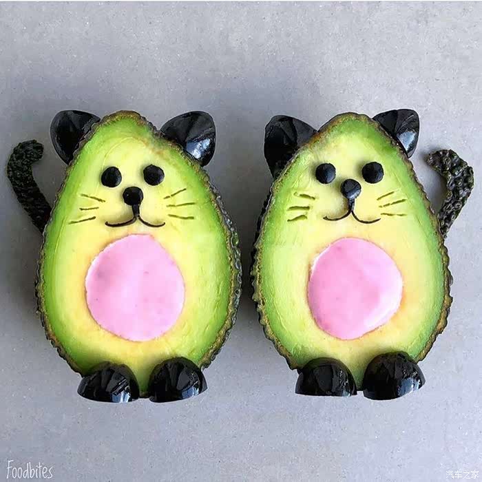 牛油果做成的动物造型美食很漂亮!